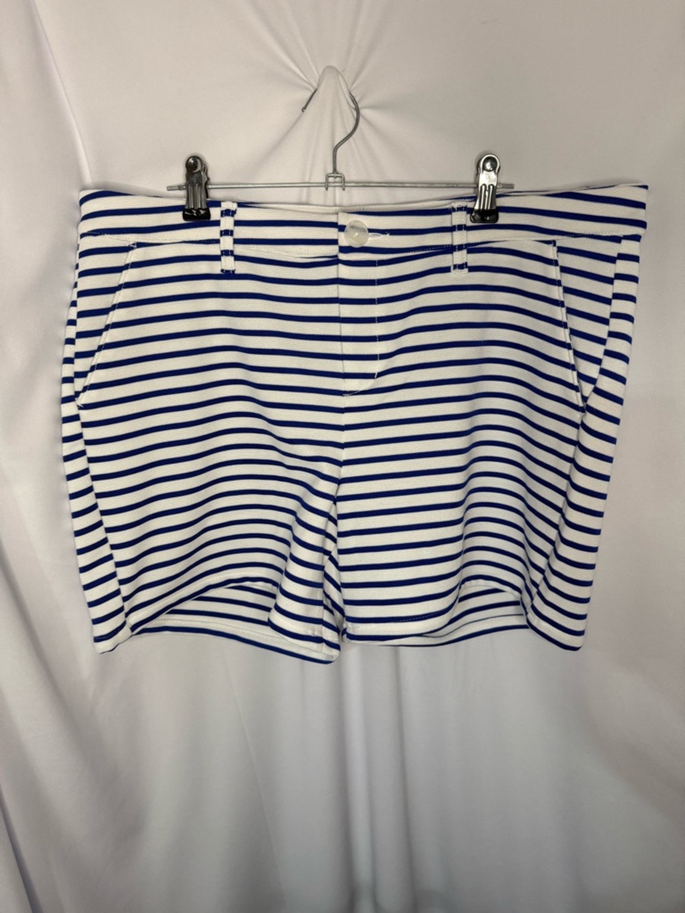 Liz Claiborne White and Blue Striped High-Waist Shorts